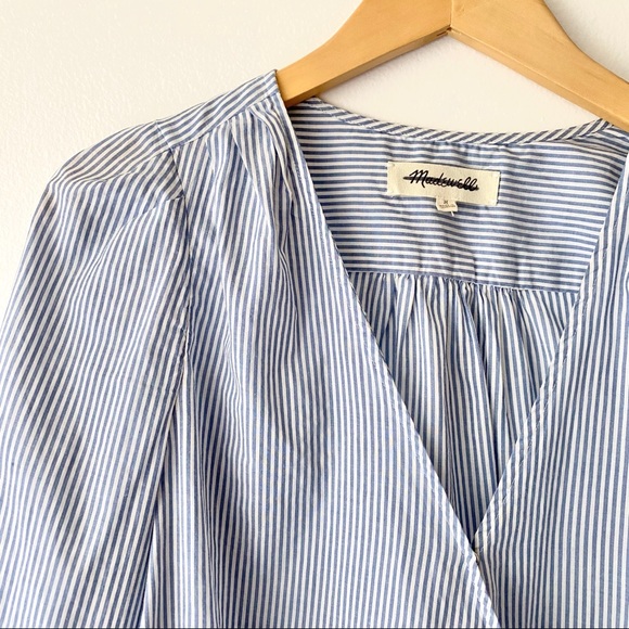 MADEWELL Wrap Top in Indigo Stripe M - Picture 3 of 8